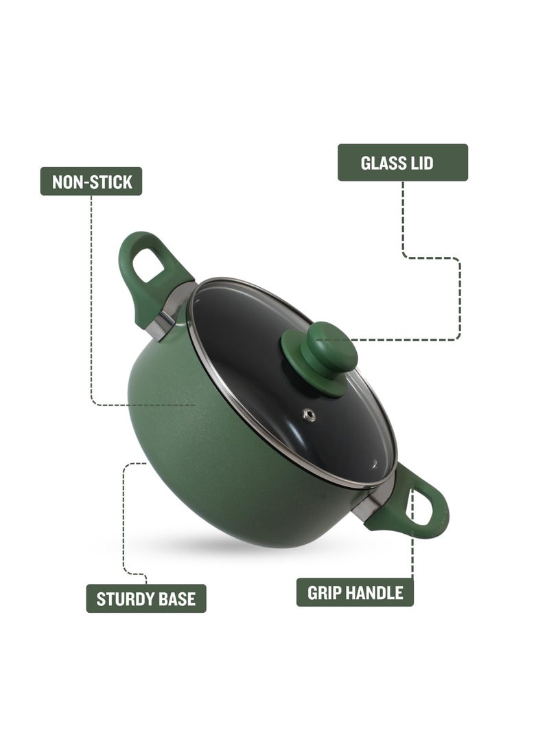 Get Plumm Granite Cooking Pot with Lid Induction Base Sauce Pan Ceramic Non Stick Handi Stew Pot Biriyani Pot Rice Pot Gas Induction Compatible 24cm5LGreen 1 Year Warranty