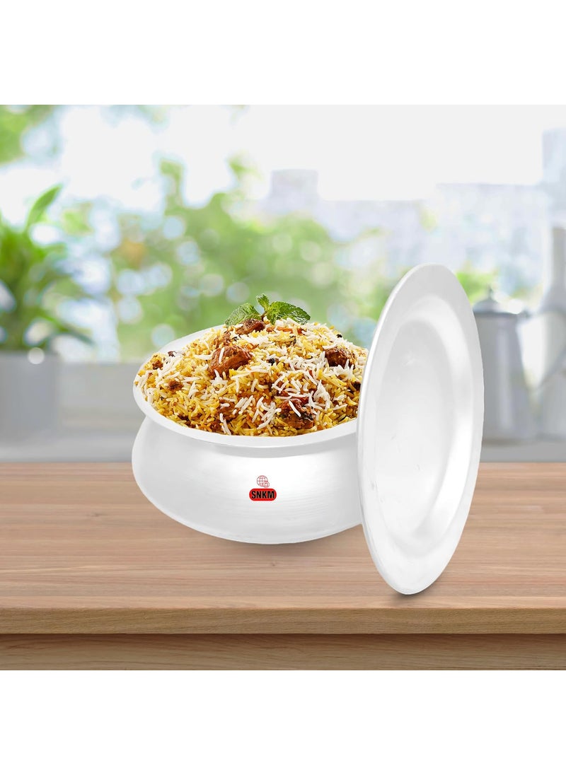 SNKM Aluminium Handi with Lid for Cooking 30 cm 1175 Inch Kitchen Cooking Pot for Rice Curry Biryani Pulao Dal Tadka Recipes 13 No Medium Size 10Liter Silver Pack of 1