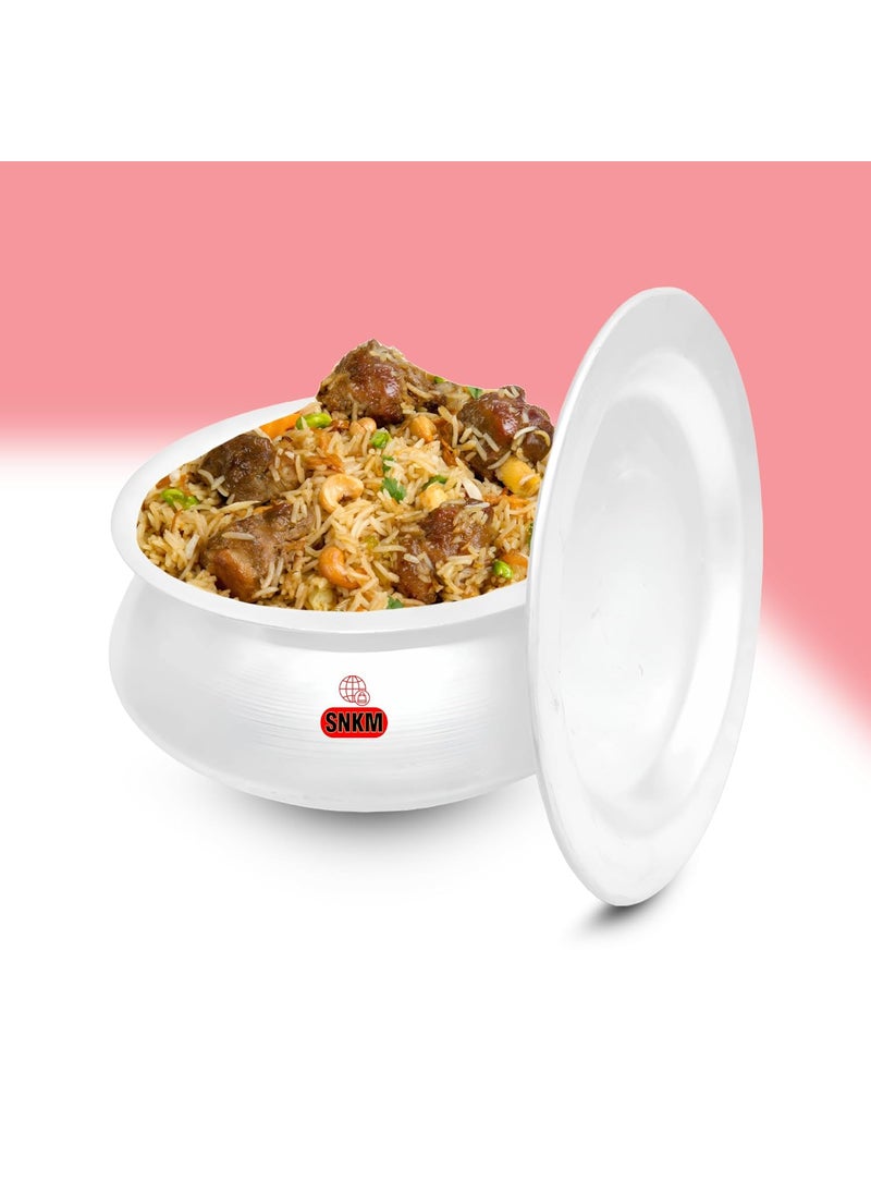 SNKM Aluminium Handi with Lid for Cooking 30 cm 1175 Inch Kitchen Cooking Pot for Rice Curry Biryani Pulao Dal Tadka Recipes 13 No Medium Size 10Liter Silver Pack of 1