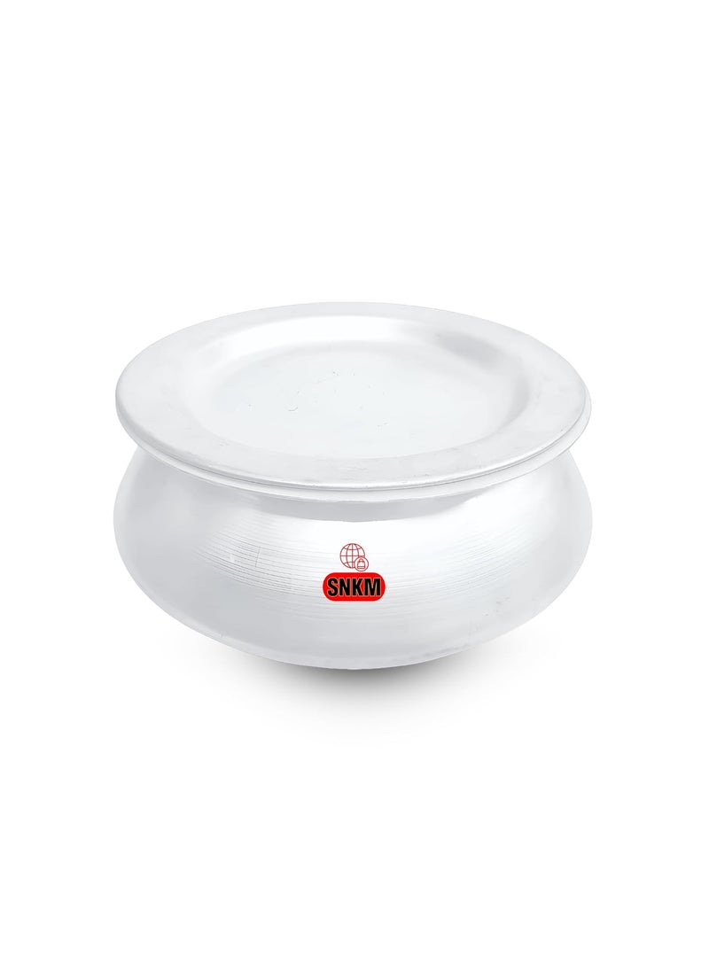 SNKM Aluminium Handi with Lid for Cooking 30 cm 1175 Inch Kitchen Cooking Pot for Rice Curry Biryani Pulao Dal Tadka Recipes 13 No Medium Size 10Liter Silver Pack of 1