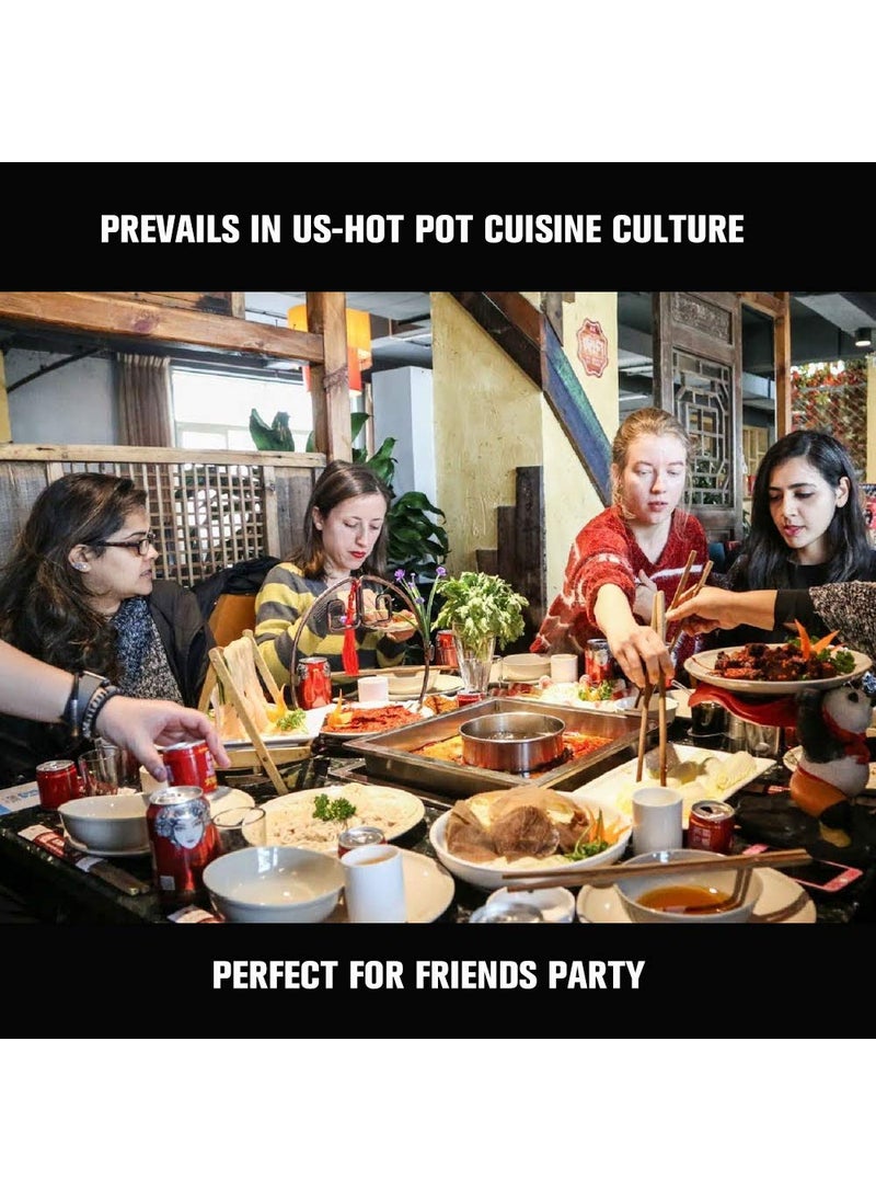 Delavala Chinese Hot Pot Two Rooms Shabushabu Stainless Steel Pot Deep Pot fit for 45 People Used with Induction CookerGas FurnaceElectric FurnaceCeramic Hob Silver32cm