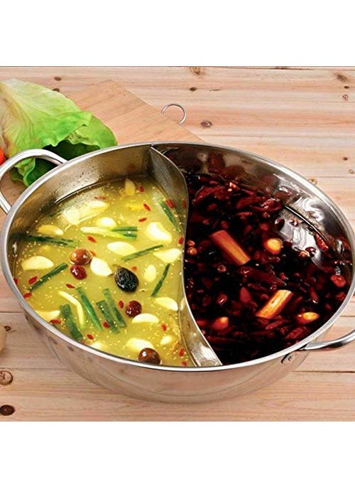 Delavala Hot Pot Stainless Steel Stainless Steel Hot Pot Kitchen Soup Stock Pot Cookware for Induction Cooke F1Y4