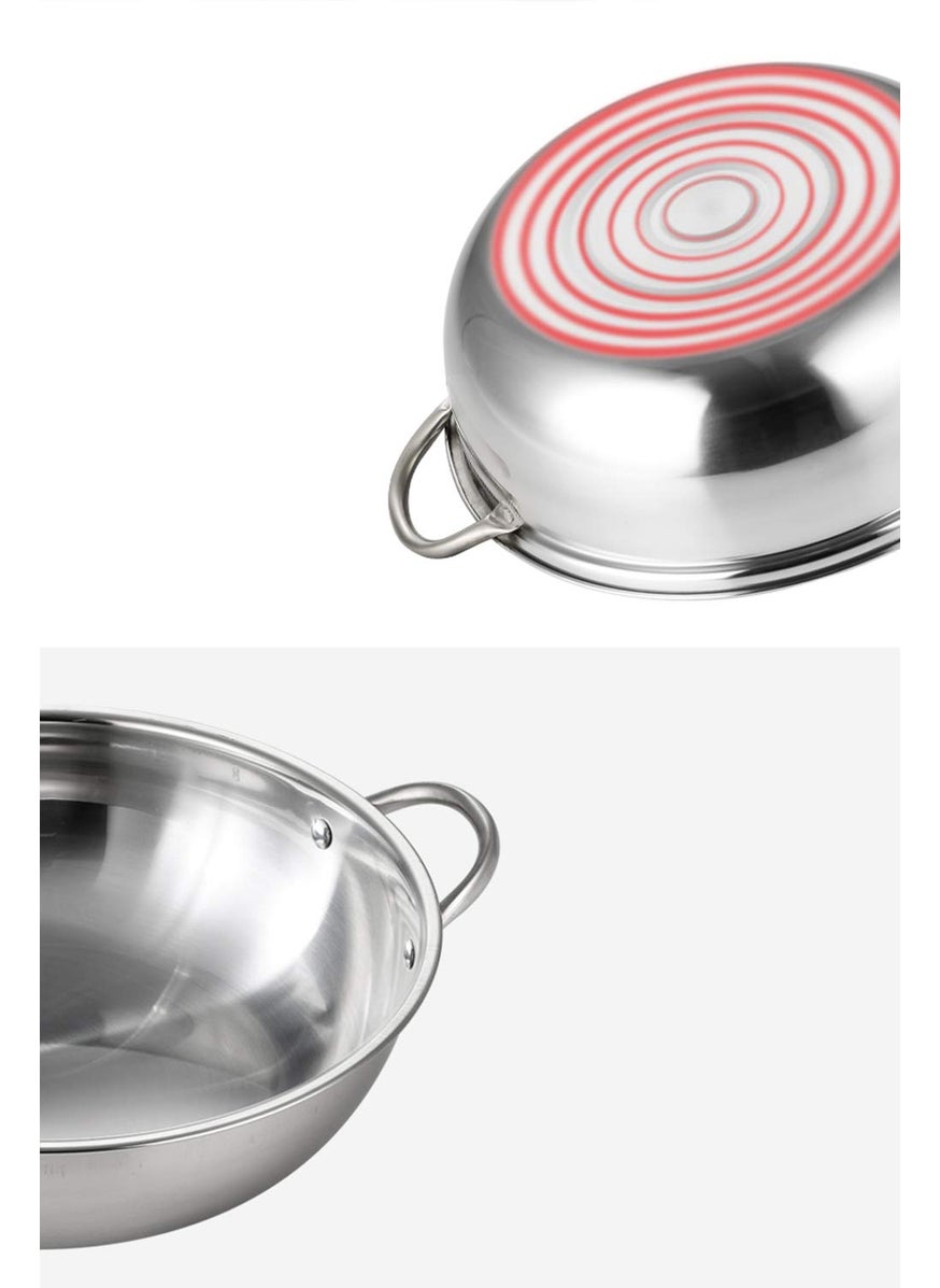 Delavala Hot Pot Stainless Steel Stainless Steel Hot Pot Kitchen Soup Stock Pot Cookware for Induction Cooke F1Y4