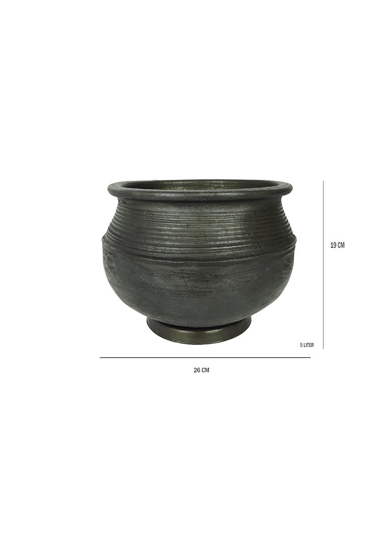4U Crafts India Online Clay PotEarthen Handi for Cooking Serving Black 5 Liter