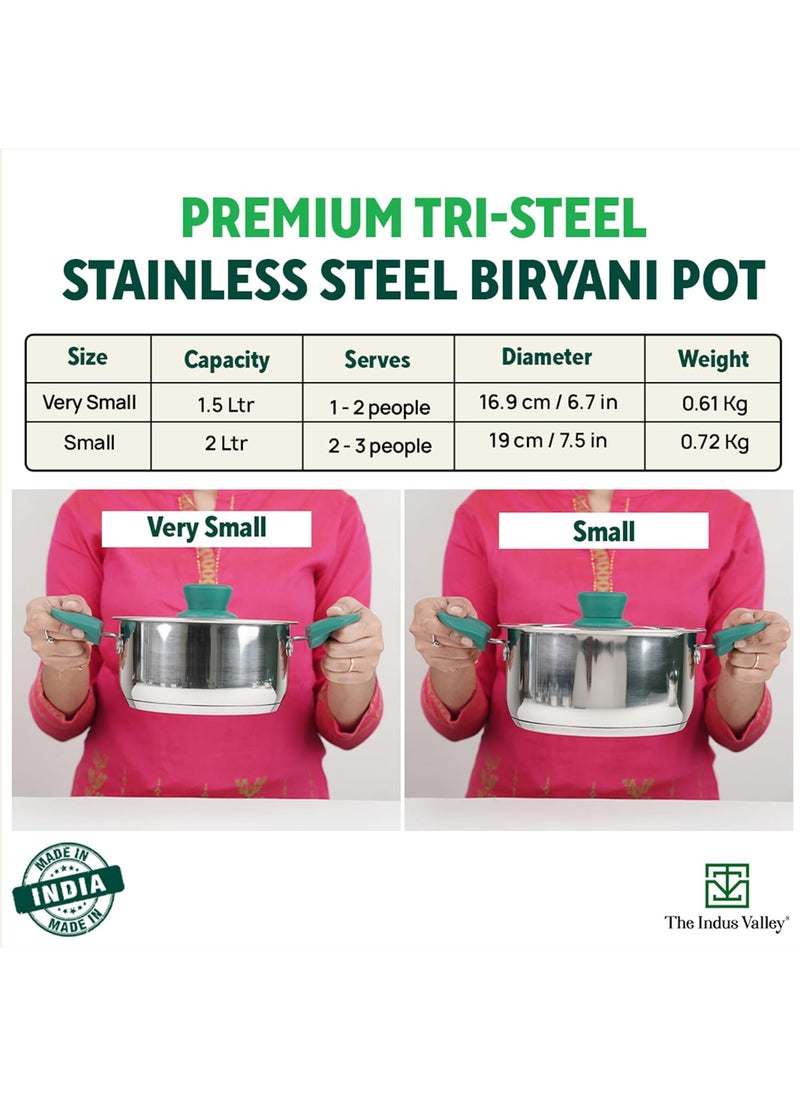 The Indus Valley Stainless Steel Stock PotHandiCookNServe Bowl with Steel Lid 169cm 67 inch 15Ltr 061kg Induction Friendly 3Layer Thick Bottom100 ToxinFree