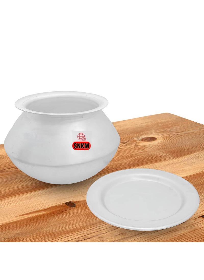 SNKM Aluminium Handi for Cooking 9No with Lid Cook Pot for Kitchen Cook Rice Dal Tadka Other Recipes for 23 People Capacity 3Liters Very Small Size Silver Pack of 1