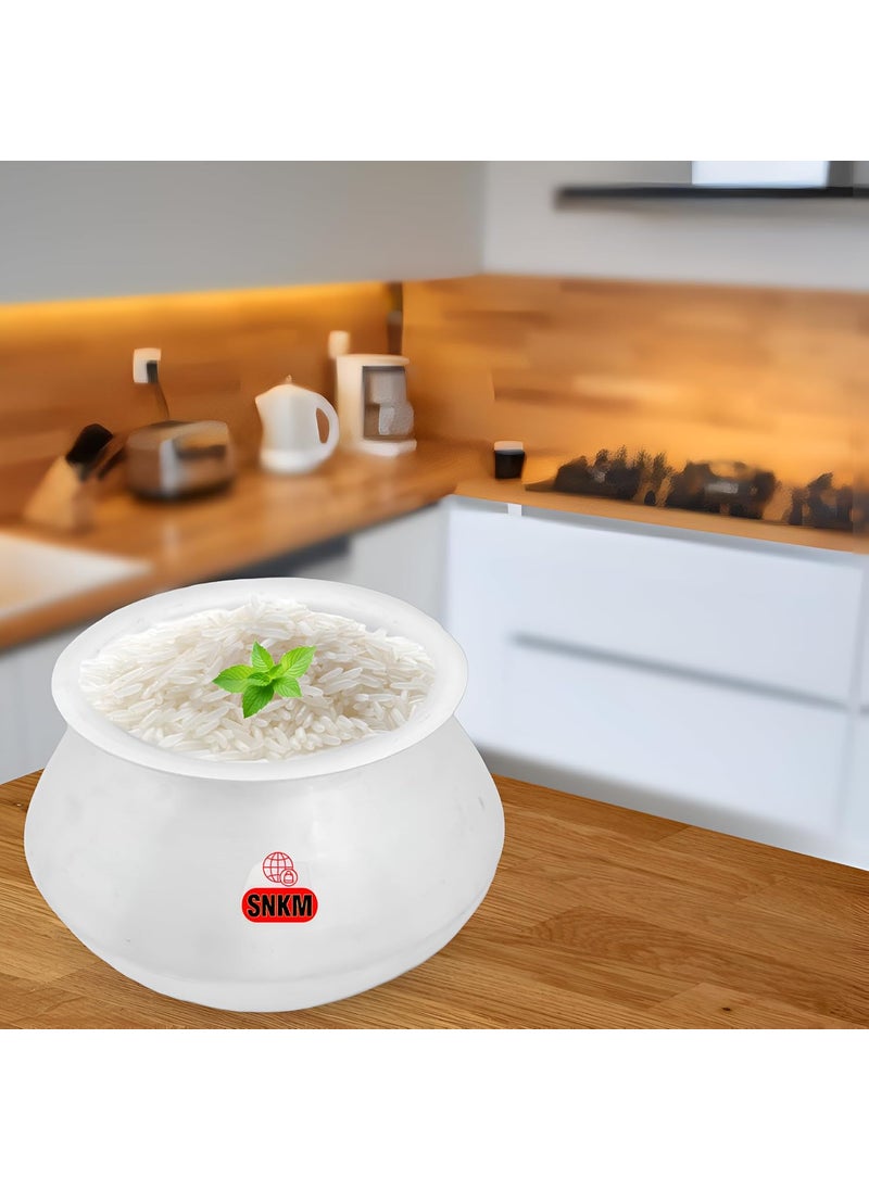 SNKM Aluminium Handi for Cooking 9No with Lid Cook Pot for Kitchen Cook Rice Dal Tadka Other Recipes for 23 People Capacity 3Liters Very Small Size Silver Pack of 1