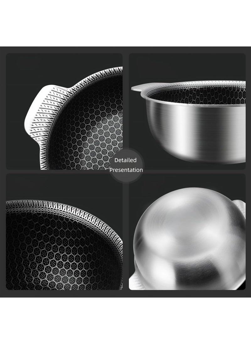 SAMUSAGYA Nonstick Stainless Steel Stock PotCooking Bowl Gas and Open Flame Stoves Hexagon Surface Hybrid Stainless Steel Stock Pot