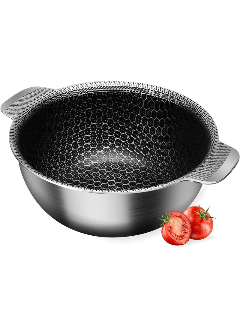 SAMUSAGYA Nonstick Stainless Steel Stock PotCooking Bowl Gas and Open Flame Stoves Hexagon Surface Hybrid Stainless Steel Stock Pot