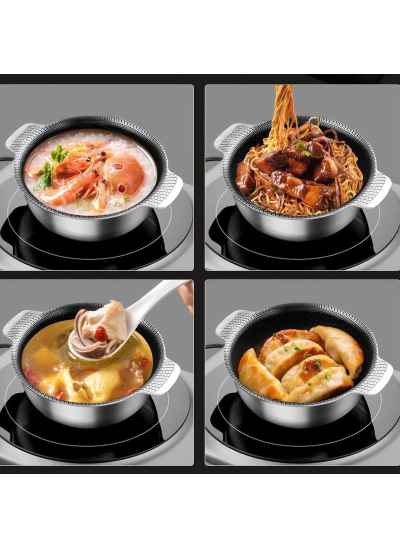 SAMUSAGYA Nonstick Stainless Steel Stock PotCooking Bowl Gas and Open Flame Stoves Hexagon Surface Hybrid Stainless Steel Stock Pot
