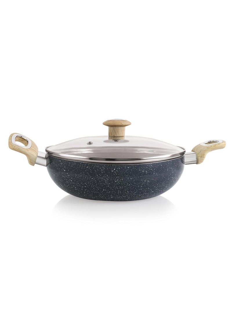 COOKWELL Non Stick Kadai 25L StirFry Pan German Microcrystal Technology Steel Grey