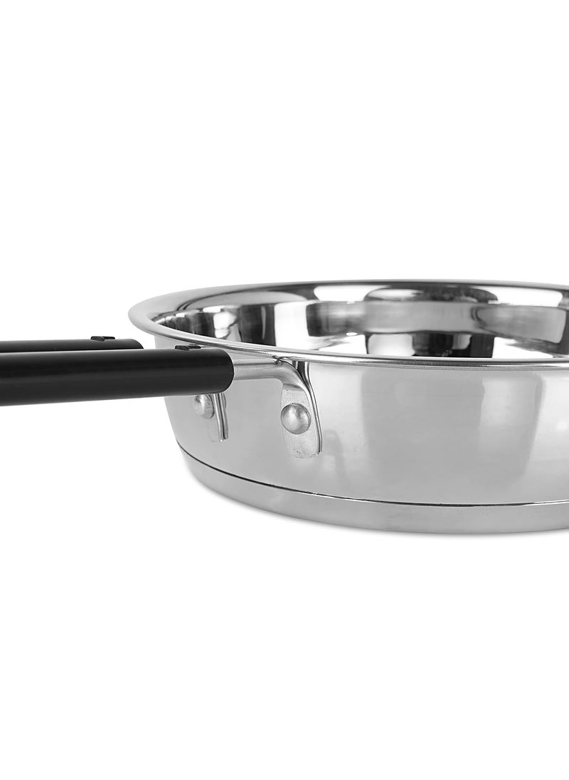 Kanshitas Rasoiware Heavy Geauge Stainless Steel Induction Bottom Fry PanTadka Pan 1 Liter