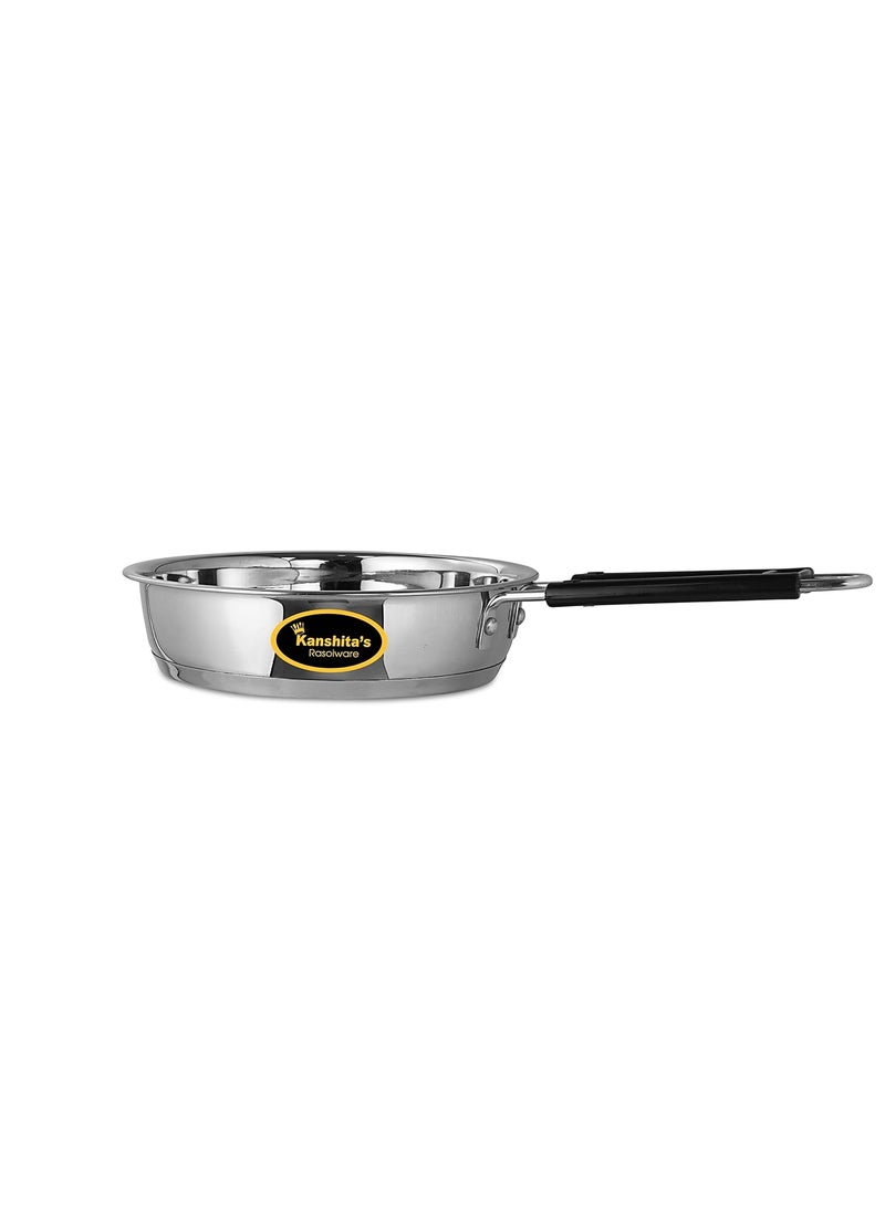 Kanshitas Rasoiware Heavy Geauge Stainless Steel Induction Bottom Fry PanTadka Pan 1 Liter