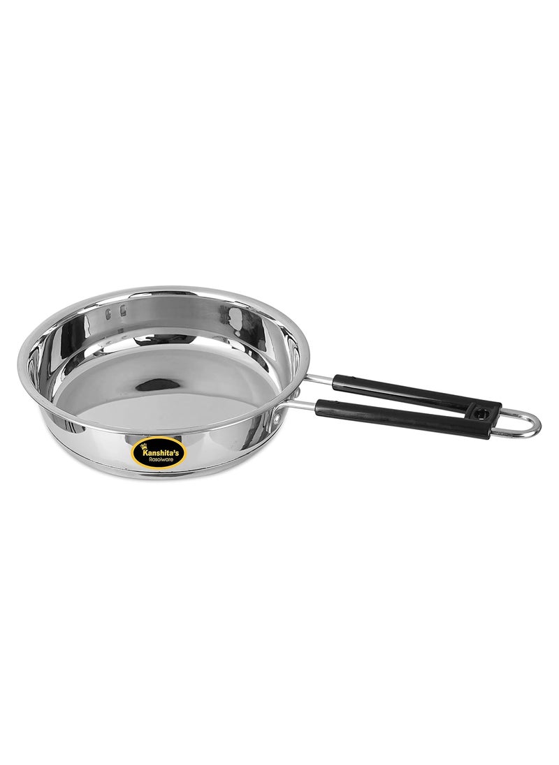 Kanshitas Rasoiware Heavy Geauge Stainless Steel Induction Bottom Fry PanTadka Pan 1 Liter
