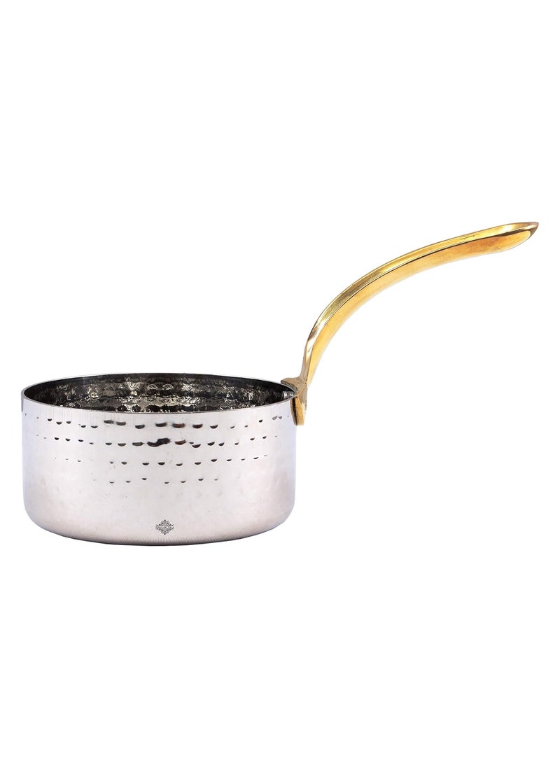 INDIAN ART VILLA IndianArtVilla Stainless Steel Serving Fry Pan with Brass HandleServing Frying Dishes VegetablesDiameter 11 cm