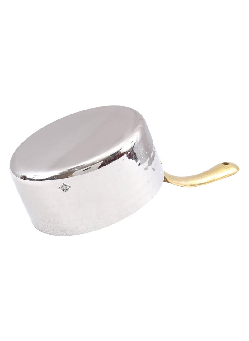 INDIAN ART VILLA IndianArtVilla Stainless Steel Serving Fry Pan with Brass HandleServing Frying Dishes VegetablesDiameter 11 cm