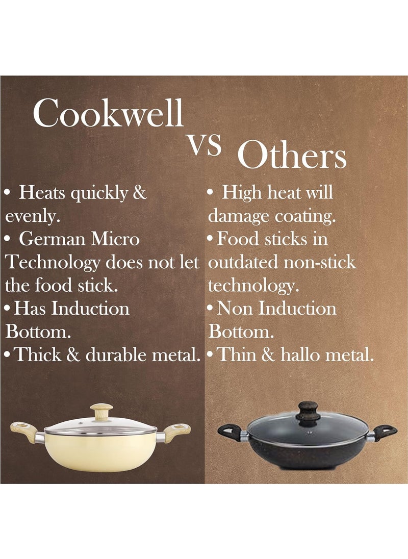 COOKWELL Non Stick Kadai 25L StirFry Pan German Microcrystal Technology Granite