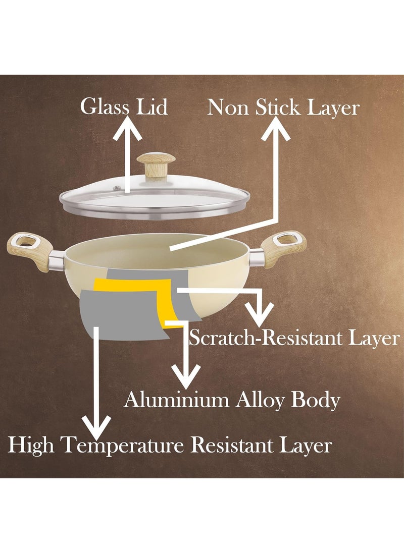 COOKWELL Non Stick Kadai 25L StirFry Pan German Microcrystal Technology Granite