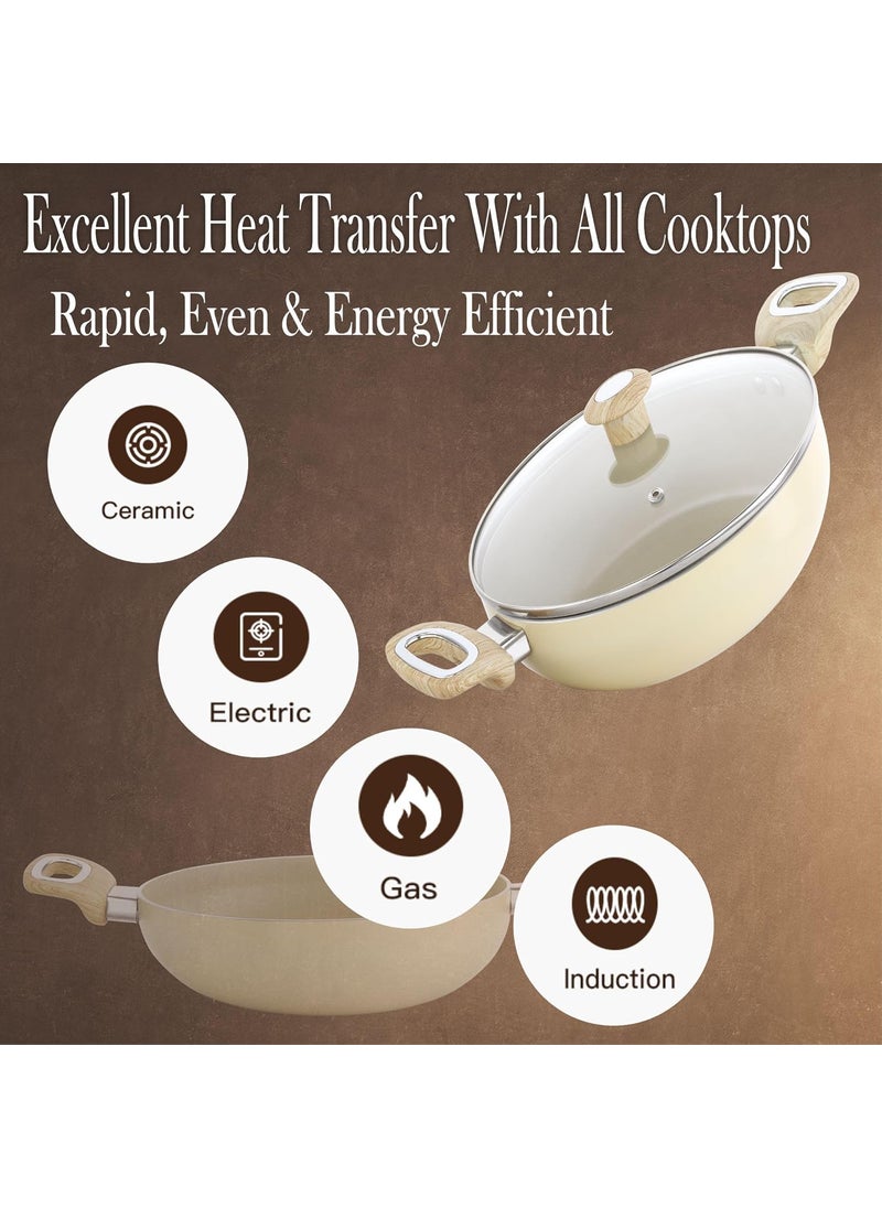 COOKWELL Non Stick Kadai 25L StirFry Pan German Microcrystal Technology Granite