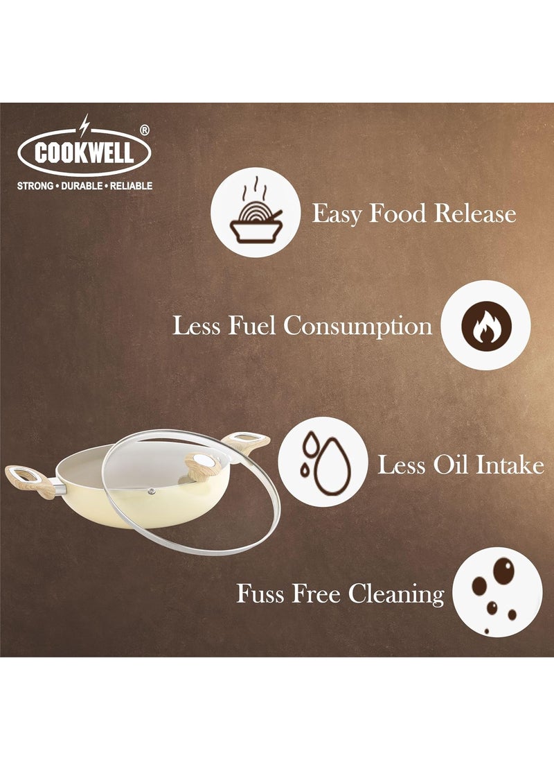 COOKWELL Non Stick Kadai 25L StirFry Pan German Microcrystal Technology Granite
