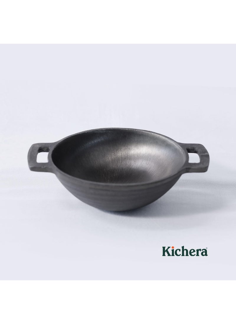 Kichera Pre Seasoned Cast Iron Smooth Kadai Nonstick Iron kadhai 100 Pure ToxinFree No Chemical Coating 7inch