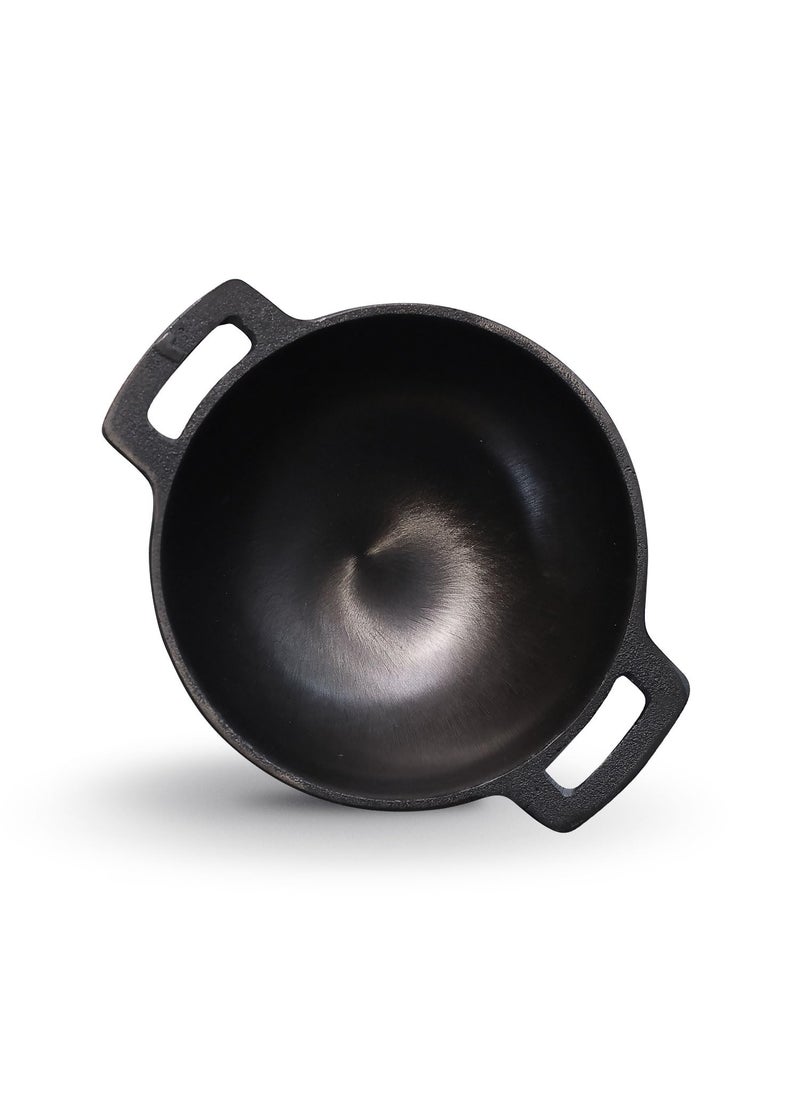 Kichera Pre Seasoned Cast Iron Smooth Kadai Nonstick Iron kadhai 100 Pure ToxinFree No Chemical Coating 7inch
