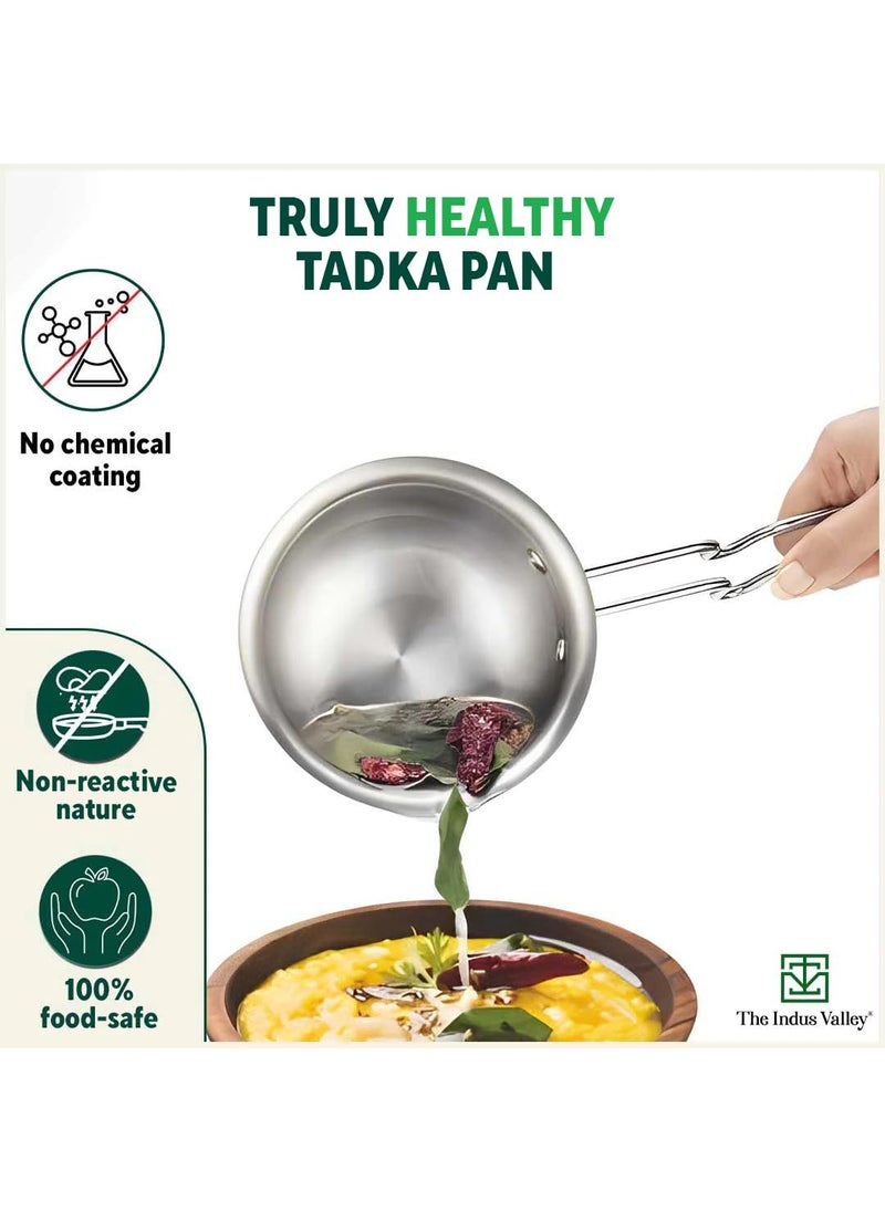 The Indus Valley Triply Stainless Steel Tadka Pan Very Small 12cm47 inch 03Ltr 035kg Induction Friendly Nonstick 3Layer Body 100 Pure ToxinFree No Chemical Coating
