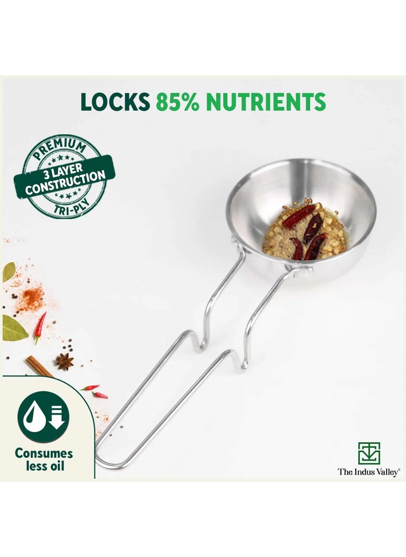 The Indus Valley Triply Stainless Steel Tadka Pan Very Small 12cm47 inch 03Ltr 035kg Induction Friendly Nonstick 3Layer Body 100 Pure ToxinFree No Chemical Coating