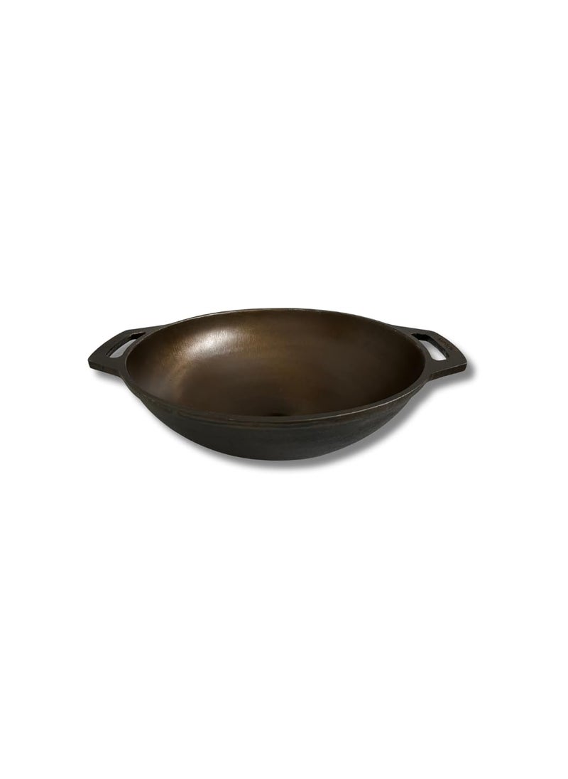 NUTRION Pre Seasoned Cast Iron KadaiTraditional KadaiWok8 Inch InductionGas StoveCompatibleBlack
