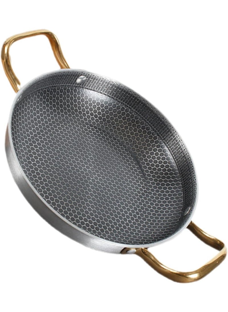 BHAJANSHREE 14 Stainless Steel Honeycomb NonStick Fry Pan Versatile Omelet Skillet Amphora Griddle Wok for Induction GasStove CookingPaella Seafood Eggs Durable HouseholdCamping Cookware