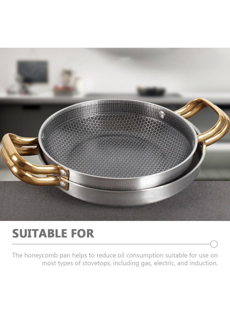 BHAJANSHREE 14 Stainless Steel Honeycomb NonStick Fry Pan Versatile Omelet Skillet Amphora Griddle Wok for Induction GasStove CookingPaella Seafood Eggs Durable HouseholdCamping Cookware