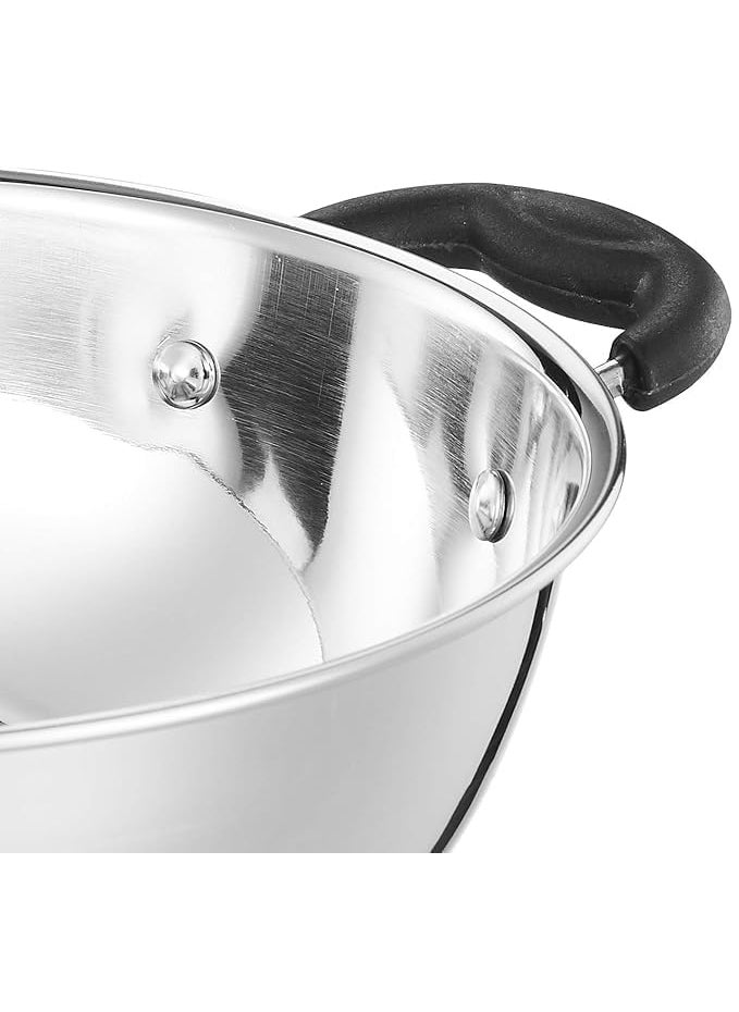 samusagya Stainless Steel Kadhai Cookware for Frying Deep Cooking Induction Gas Compatible RustResistant Easy Clean Multipurpose Wok Pan 5 liters