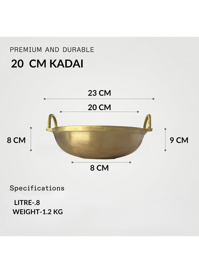 Nutrion Heavy Bronze Cooking Kadai ComboCooking KarahiWok 20cm800ml22cm18 Litre 24cm3 Litre Kadai Set of 3 Gold