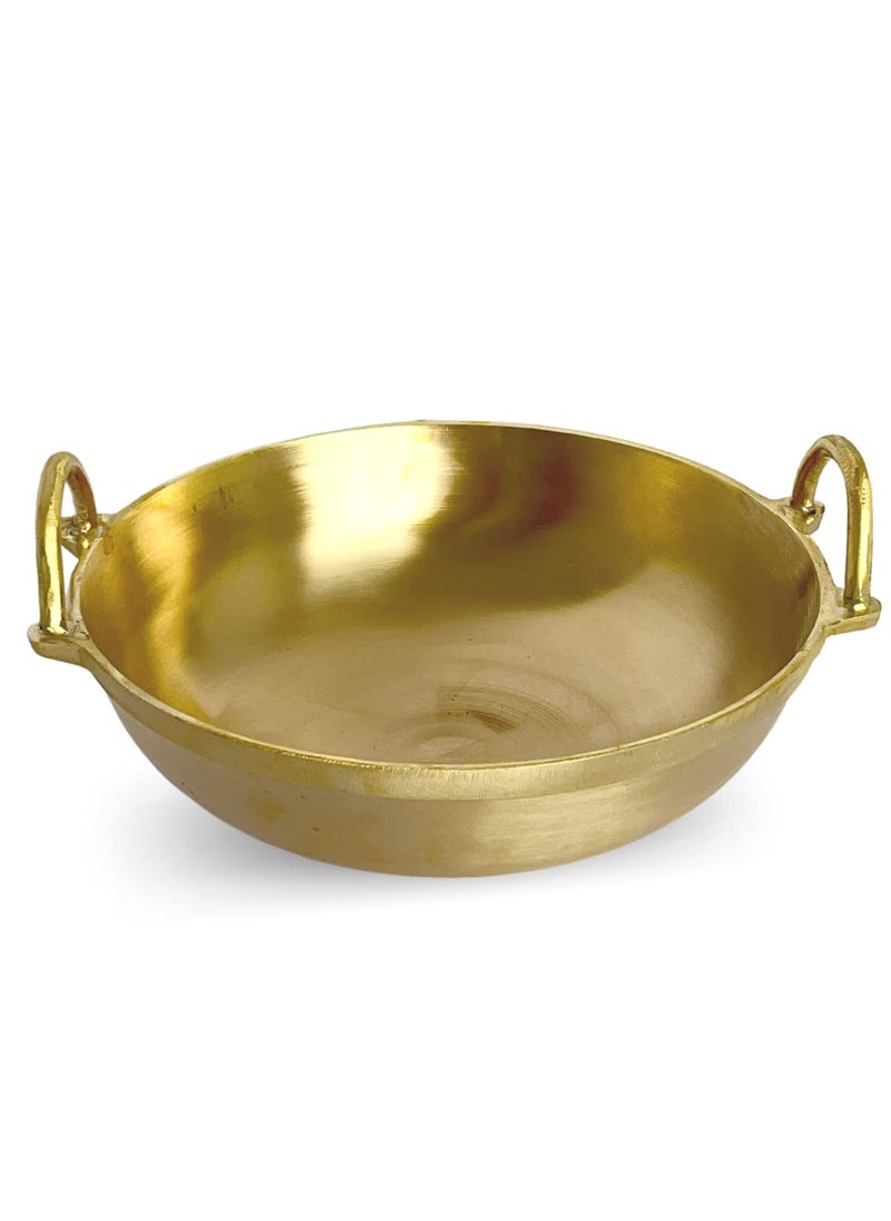 Nutrion Heavy Bronze Cooking Kadai ComboCooking KarahiWok 20cm800ml22cm18 Litre 24cm3 Litre Kadai Set of 3 Gold