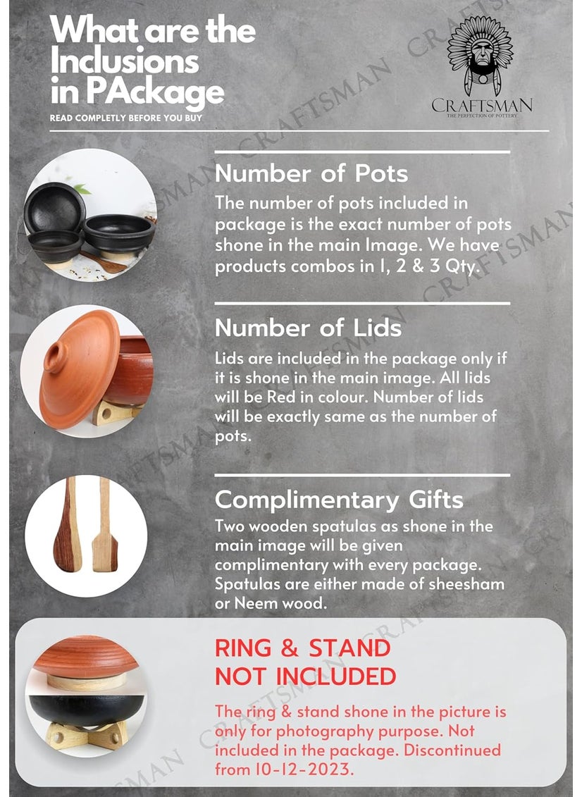 Craftsman India Online Clay Kadai For Cooking And Serving 1 Liter Red