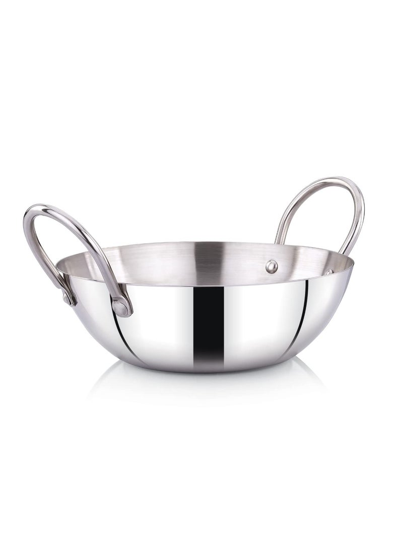 Praylady Stainless Steel Induction Base Kadai 2 Litre Silver