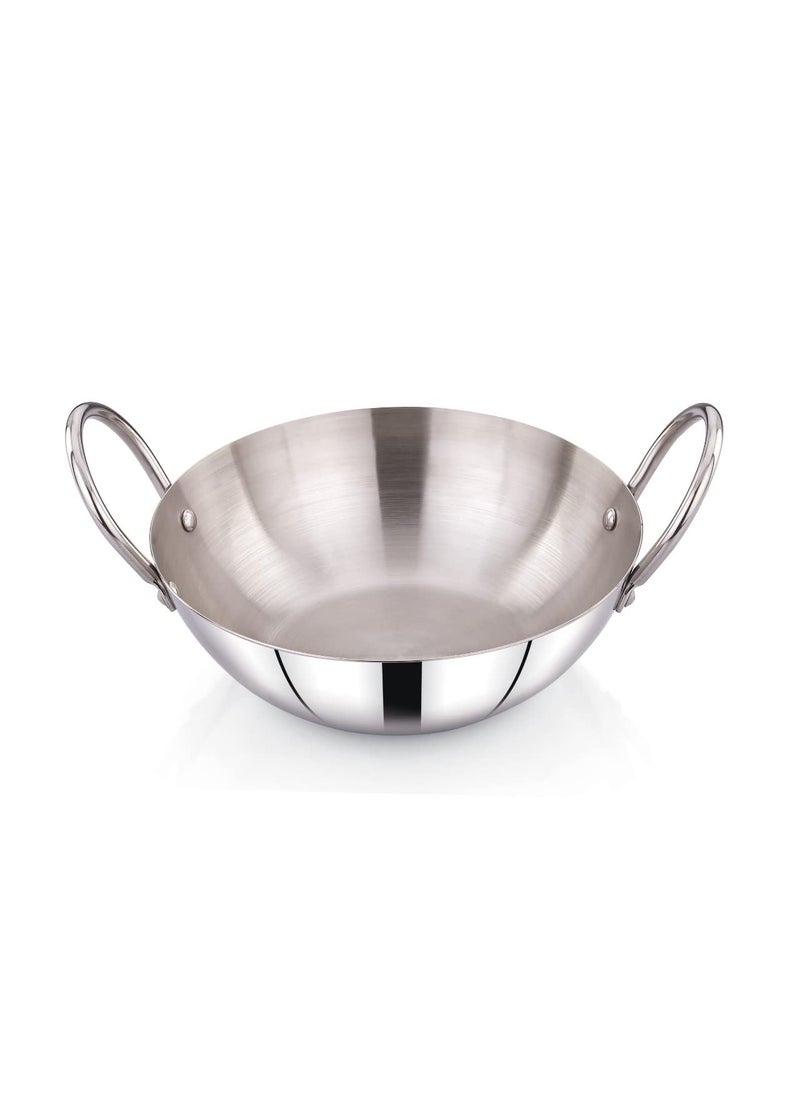 Praylady Stainless Steel Induction Base Kadai 2 Litre Silver