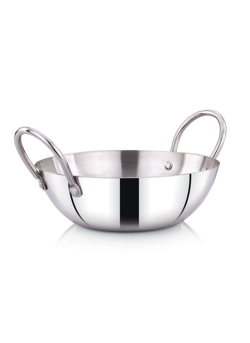 Praylady Stainless Steel Induction Base Kadai 2 Litre Silver