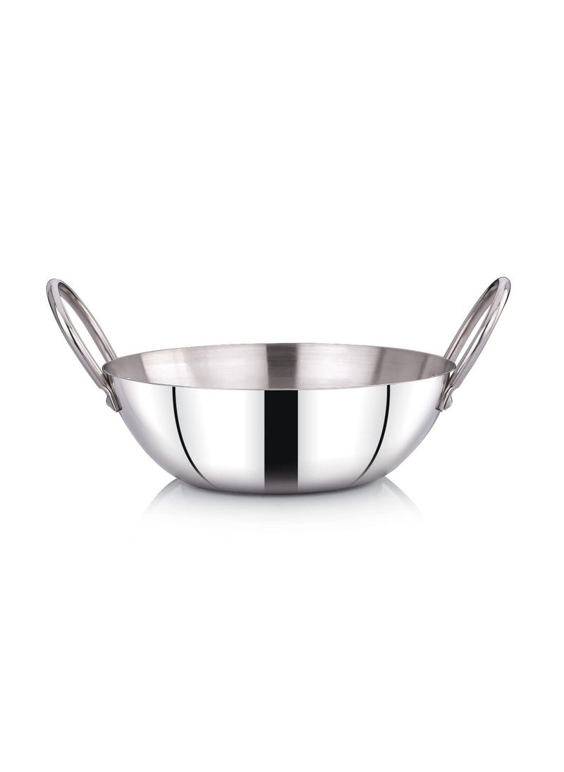 Praylady Stainless Steel Induction Base Kadai 2 Litre Silver