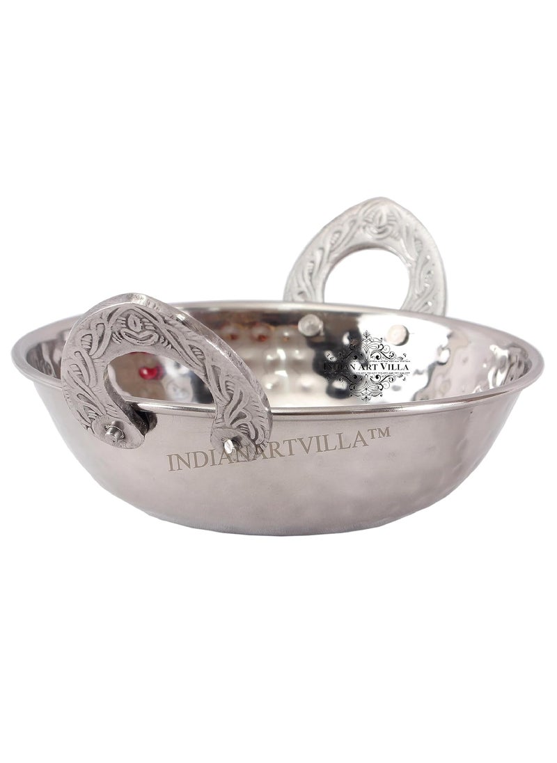 Indian Art Villa Steel Kadhai Kadai WokHammer Design with Embossed HandleServing DishesVolume
