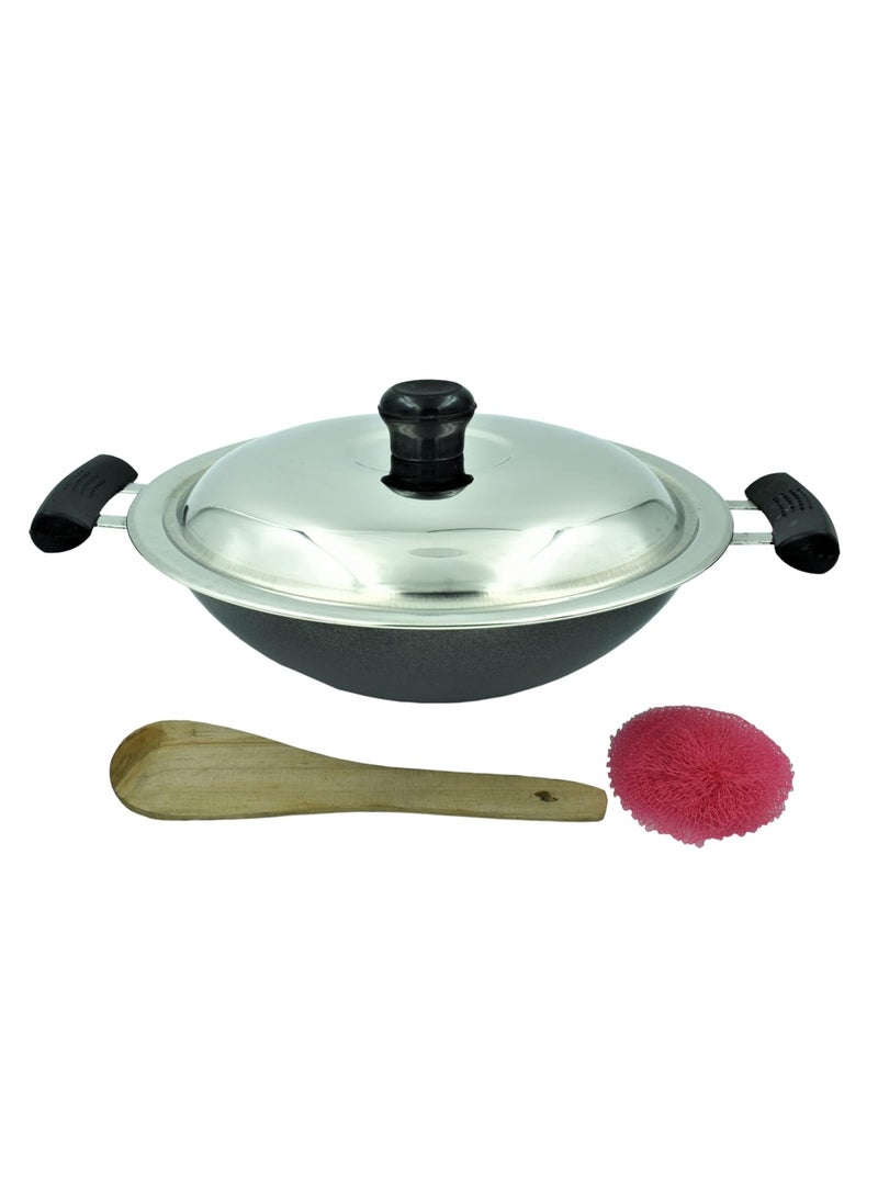 CooPany NonStick Aluminium AppachattiAppa kadai With Stainless Steel Lid