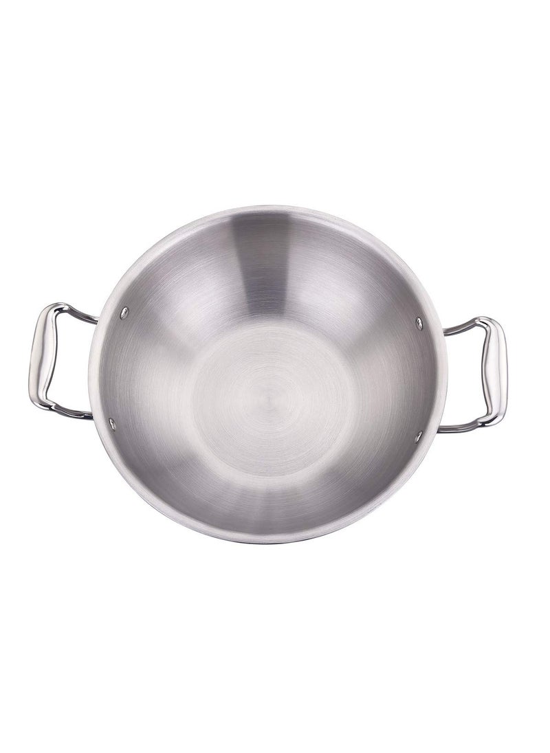 MAXIMA Triply Cookware Stainless Steel Kadai 32cm 59L Healthy Cooking with FoodGrade Stainless Steel Quick Heat Distribution Induction Friendly Sturdy Handles NonStick Kadai