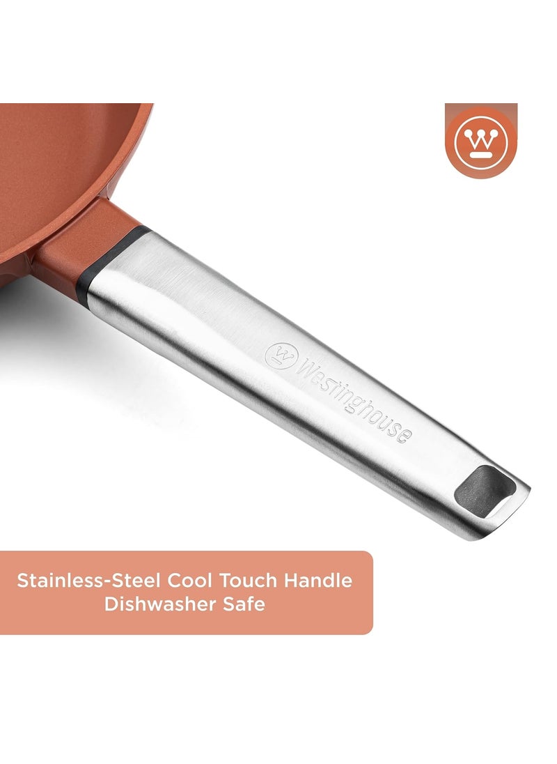 Westinghouse Performance Series WCCW0095028OR Wok Pan with Lid 28 cm Wok Pan Suitable for Induction Cookers All Hobs and OvenSafe Cool Touch Stainless Steel Handle Red