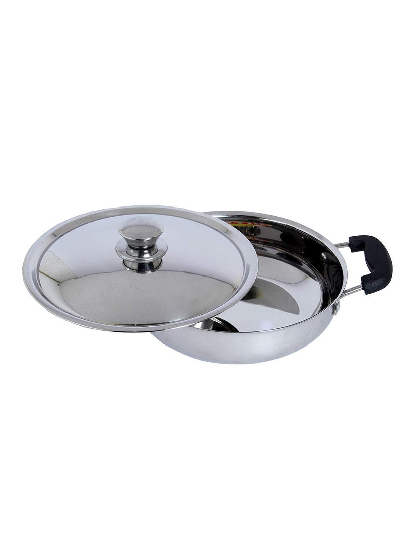 Dharam Paul Traders Heavy Weight Stainless Steel Induction Bottom Kadhai for Cooking with lidSandwich Bottom 1 Piece 1 3 Litre