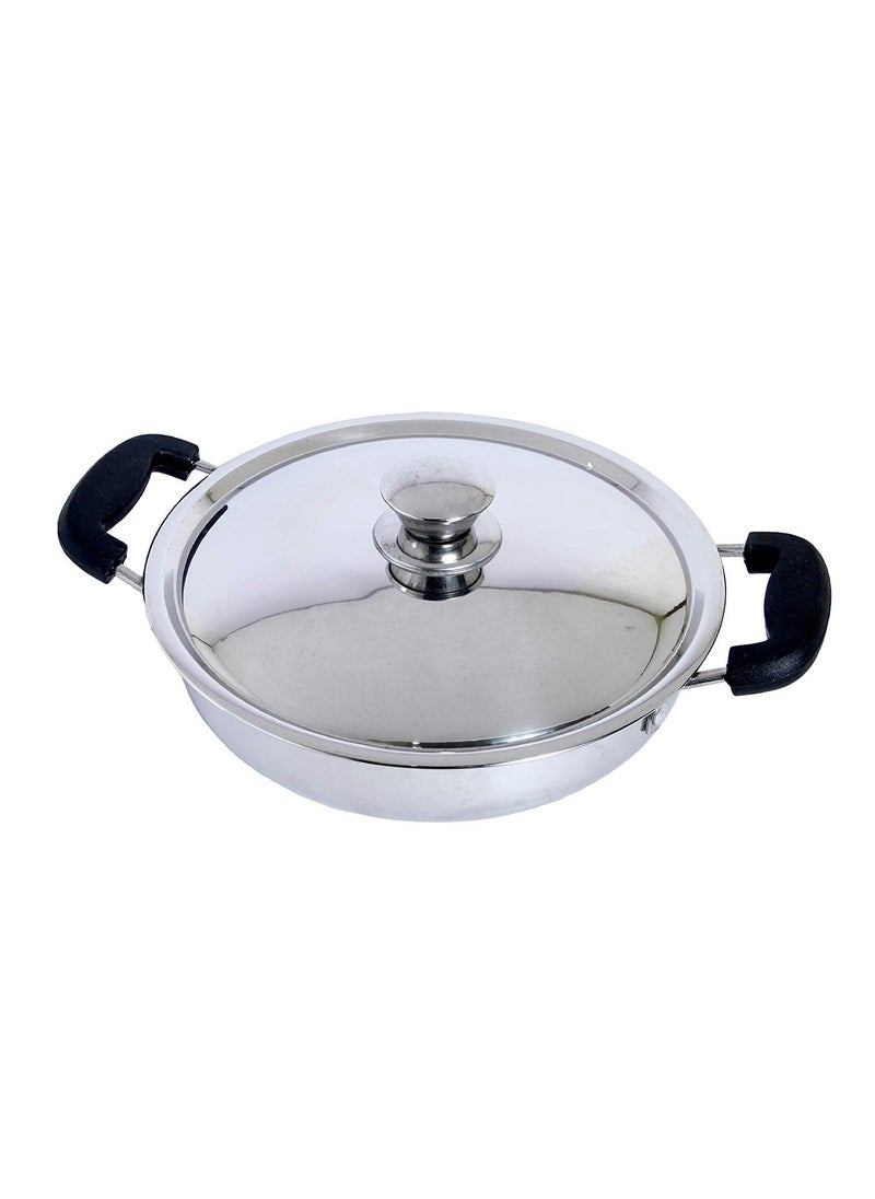 Dharam Paul Traders Heavy Weight Stainless Steel Induction Bottom Kadhai for Cooking with lidSandwich Bottom 1 Piece 1 3 Litre