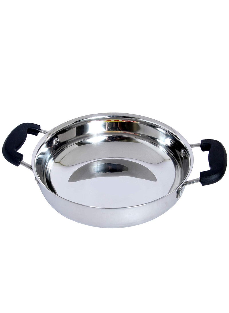 Dharam Paul Traders Heavy Weight Stainless Steel Induction Bottom Kadhai for Cooking with lidSandwich Bottom 1 Piece 1 3 Litre