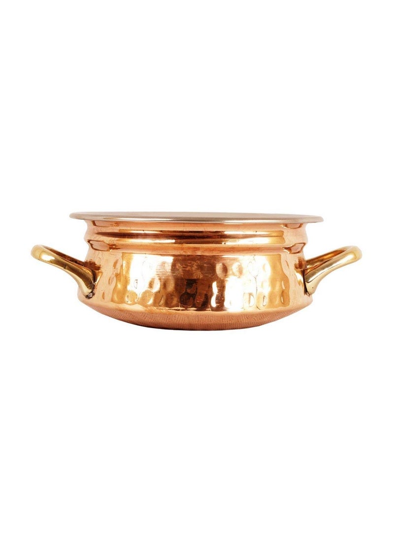 IndianArtVilla Steel Copper 1 Kadhai Wok Bowl with 1 Handi 1 Platter Serving Dishes Home Restaurant 3 Pieces