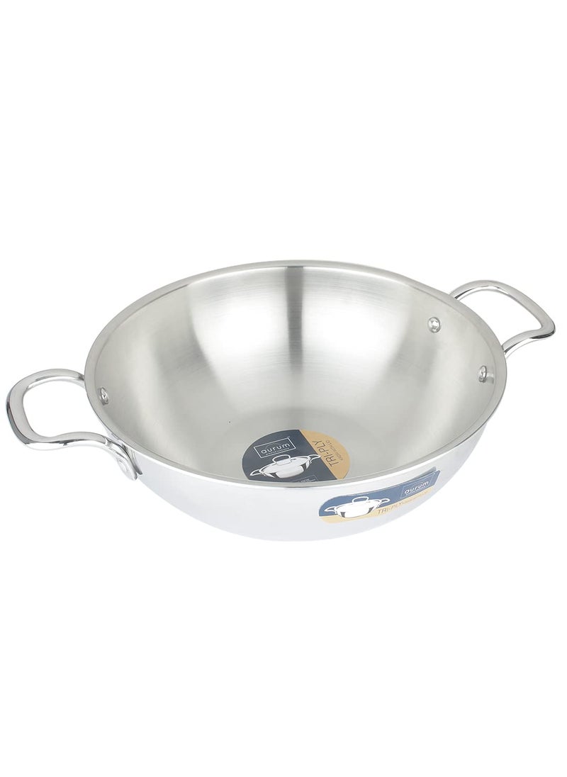 Aurum Triply Kadai with Ss Lid 26 cm 36 LTR