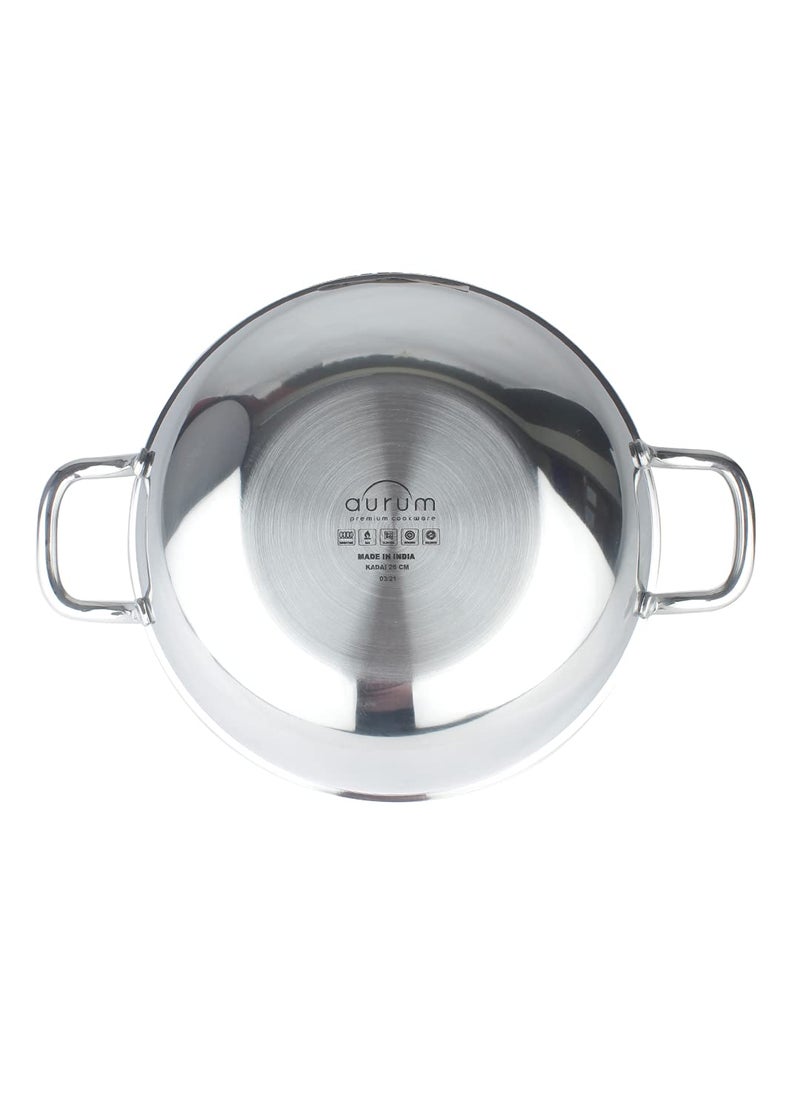 Aurum Triply Kadai with Ss Lid 26 cm 36 LTR