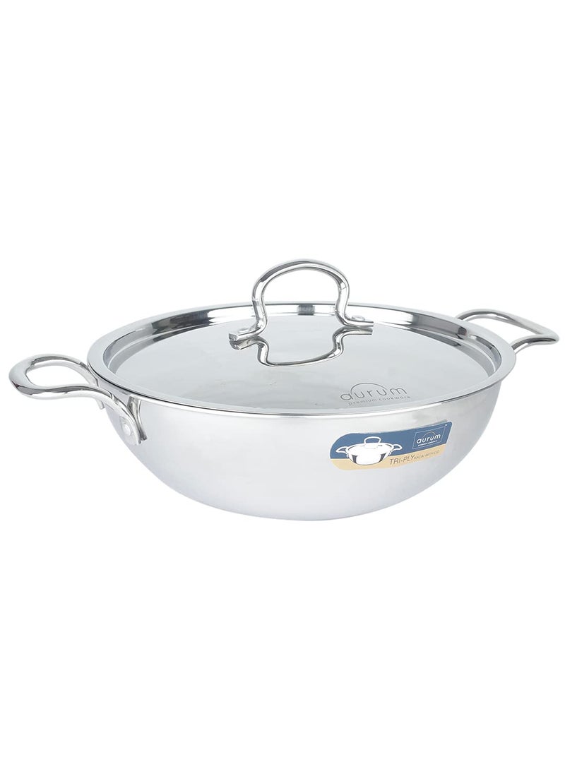 Aurum Triply Kadai with Ss Lid 26 cm 36 LTR